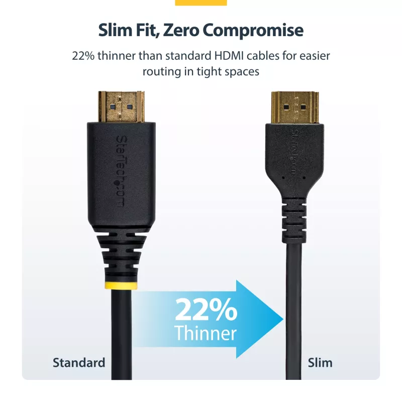 StarTech.com 6ft (2m) Lieknas HDMI 2.0 laidas, lankstus Premium sertifikuotas HDMI laidas su Ethernet, UHD 4K 60Hz HDR10, tvirtas aramidinio pluošto dizainas su TPE apvalkalu