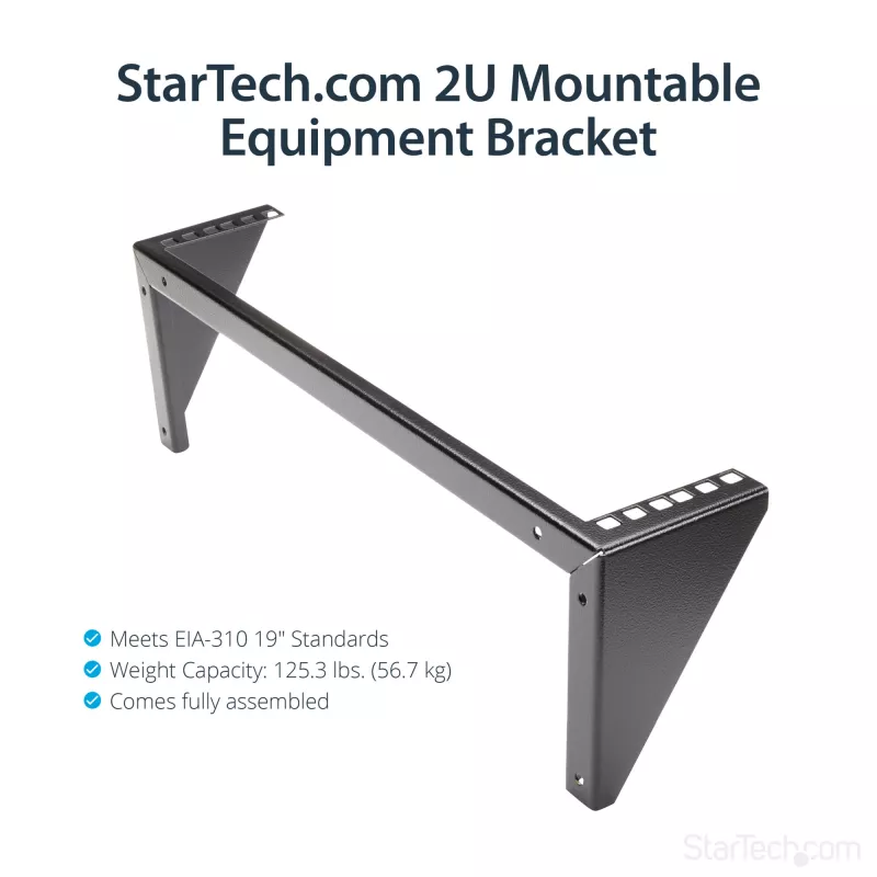 StarTech.com 2U 19in plieninis vertikalus sieninis įrangos stovo laikiklis