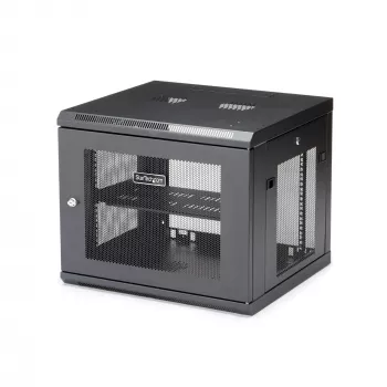 StarTech.com 4 stulpų 9U sieninis tinklo spintas su 1U lentyna, 19 colių sieninis serverių stovas duomenų / AV / elektronikos / kompiuterių įrangai, mažas ventiliuojamas spintos korpusas