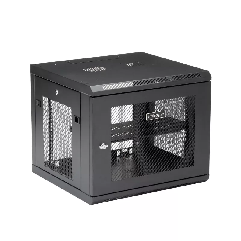 StarTech.com 4 stulpų 9U sieninis tinklo spintas su 1U lentyna, 19 colių sieninis serverių stovas duomenų / AV / elektronikos / kompiuterių įrangai, mažas ventiliuojamas spintos korpusas