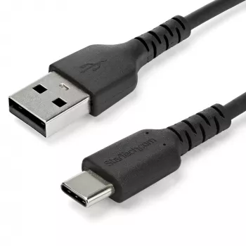 StarTech.com 1m USB-A į USB-C įkrovimo laidas – tvirtas greitas įkrovimas ir sinchronizavimas USB 2.0 į USB Type C – patvarus TPE apvalkalas, aramidinis pluoštas, M/M, 3A, juodas