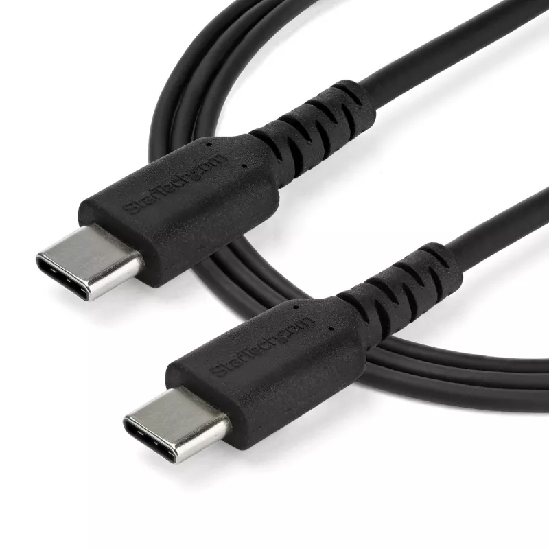 StarTech.com 1 m USB C įkrovimo laidas – patvarus greitas įkrovimas ir sinchronizavimas USB 2.0 Type C į USB C nešiojamojo kompiuterio įkrovimo laidas – TPE apvalkalas, aramidinis pluoštas, M/M, 60 W, juoda – Samsung S10 S20 iPad Pro MS Surface