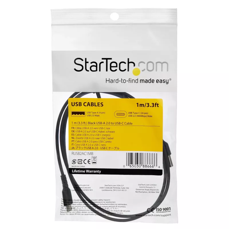StarTech.com 1 m USB C įkrovimo laidas – patvarus greitas įkrovimas ir sinchronizavimas USB 2.0 Type C į USB C nešiojamojo kompiuterio įkrovimo laidas – TPE apvalkalas, aramidinis pluoštas, M/M, 60 W, juoda – Samsung S10 S20 iPad Pro MS Surface