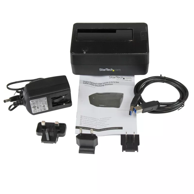 StarTech.com SATDOCKU3S Vieno lizdo USB 3.0 į SATA kietojo disko dokas, USB 3.0 (5 Gbps) išorinis 2.5/3.5 colio SATA I/II/III HDD/SSD dokas su viršutiniu įdėjimu