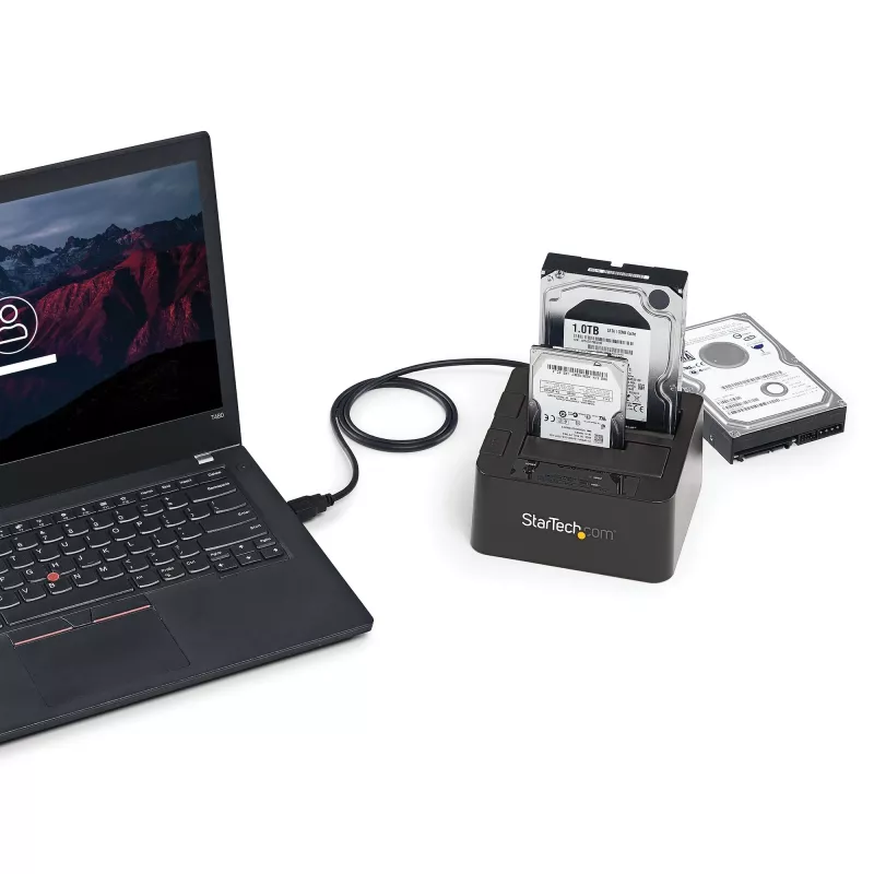 StarTech.com dviejų lizdų USB 3.2 Gen 2 į SATA kietųjų diskų dokas, USB 10Gbps, išorinis 2,5/3,5 colio SATA I/II/III SSD/HDD dokas, karšto keitimo lizdas, įkrovimas iš viršaus
