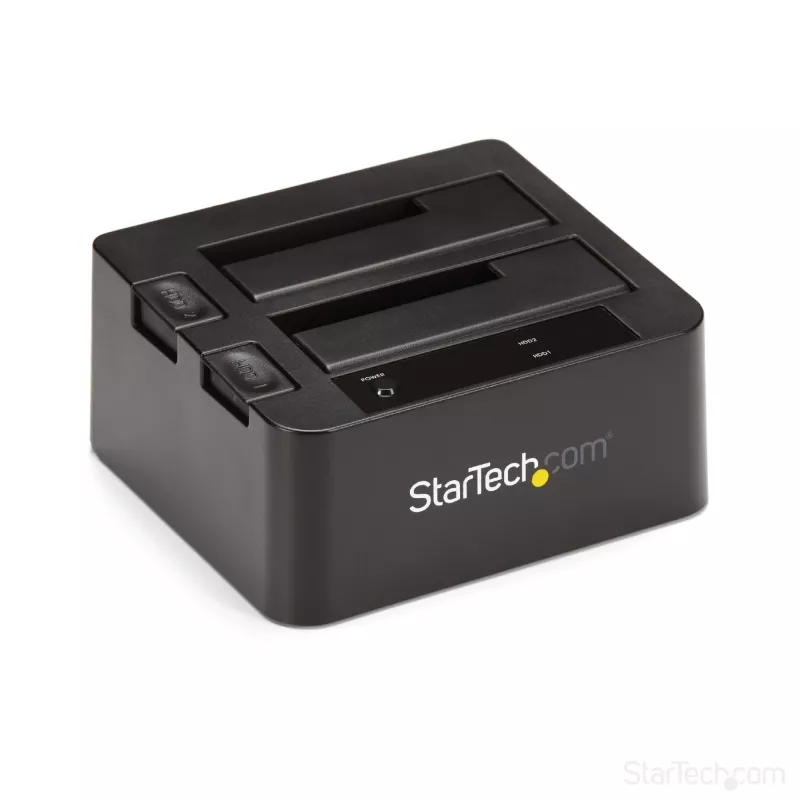 StarTech.com dviejų lizdų USB 3.2 Gen 2 į SATA kietųjų diskų dokas, USB 10Gbps, išorinis 2,5/3,5 colio SATA I/II/III SSD/HDD dokas, karšto keitimo lizdas, įkrovimas iš viršaus