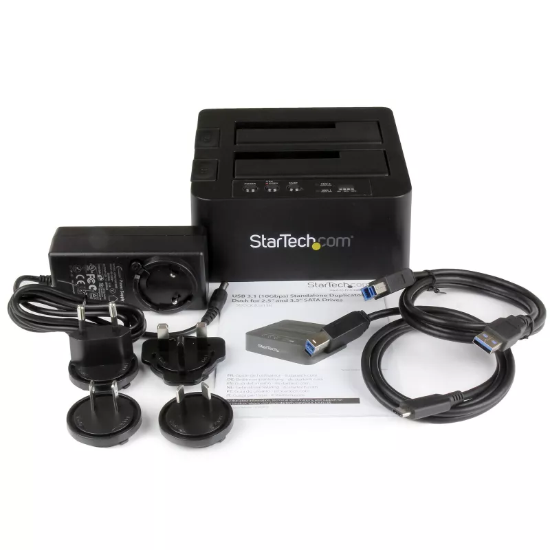 StarTech.com nepriklausomas kietųjų diskų kopijavimo įrenginys, dviejų lizdų HDD/SSD klonavimo/kopijavimo stotelė, USB 3.1 (10 Gbps) į SATA III HDD/SSD dokavimo stotelė, kietojo disko kopijavimo dokas, kietojo disko klonavimo įrenginys
