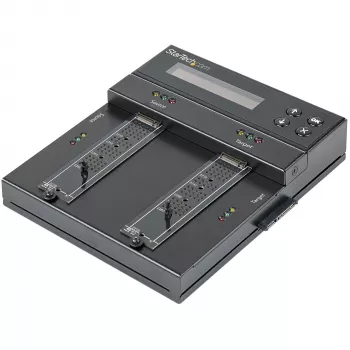 StarTech.com SM2DUPE11 – nepriklausomas M.2 SATA ir M.2 NVMe kopijavimo ir trynimo įrenginys, HDD/SSD klonavimo/valymo įrenginys M.2 PCIe AHCI/NVMe, M.2 SATA, 2,5/3,5 colio SATA diskams, išorinis kietojo disko trynimo/kopijavimo įrenginys, TAA