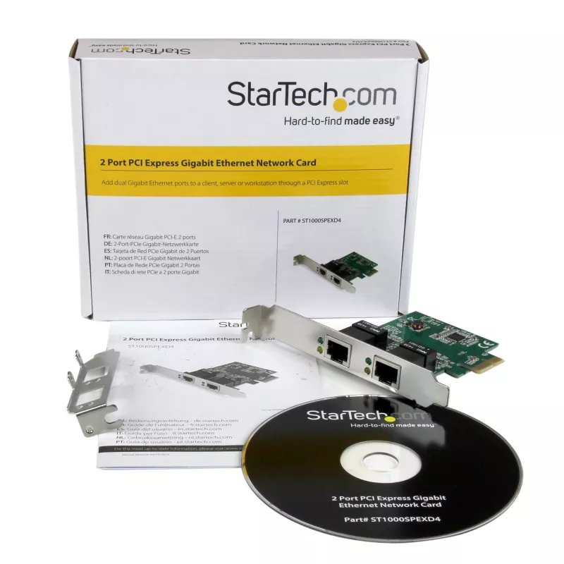 StarTech.com ST1000SPEXD4 dviejų prievadų gigabitinė PCI Express serverio tinklo adapterio plokštė – PCIe NIC