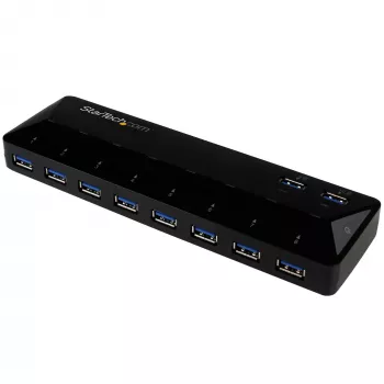 StarTech.com 10 prievadų USB 3.0 šakotuvas su įkrovimo ir sinchronizavimo prievadais – 2 x 1,5 A prievadai