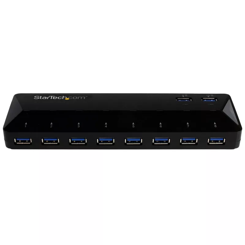 StarTech.com 10 prievadų USB 3.0 šakotuvas su įkrovimo ir sinchronizavimo prievadais – 2 x 1,5 A prievadai