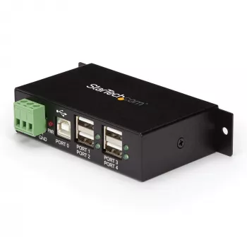 StarTech.com ST4200USBM 4 prievadų USB 2.0 pramoninis USB-A šakotuvas – montavimui ant DIN bėgelio, sienos ar stalo, TAA atitinkantis USB plėtiklis
