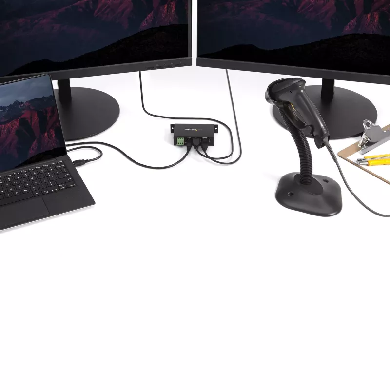 StarTech.com ST4200USBM 4 prievadų USB 2.0 pramoninis USB-A šakotuvas – montavimui ant DIN bėgelio, sienos ar stalo, TAA atitinkantis USB plėtiklis