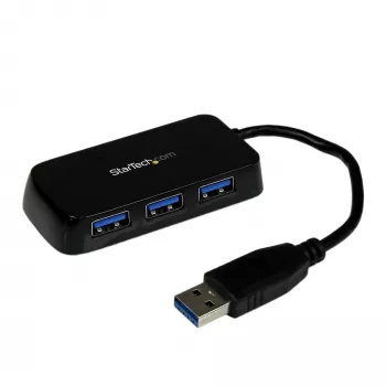 StarTech.com nešiojamas 4 prievadų SuperSpeed Mini USB 3.0 šakotuvas - juodas