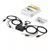 StarTech.com SV211DPUA4K 2 prievadų DisplayPort KVM jungiklis - 4K 60Hz - kompaktiškas dviejų prievadų UHD DP 1.2 USB darbalaukio KVM jungiklis su 1,2 m kabeliais ir garsu, maitinamas iš USB, nuotolinis perjungimas - MacBook ThinkPad