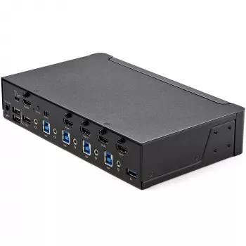 StarTech.com 4 prievadų HDMI KVM jungiklis – vienas monitorius 4K 60Hz Ultra HD HDR – darbalaukio HDMI 2.0 KVM jungiklis su 2 prievadų USB 3.0 šakotuvu (5Gbps) ir 4x USB 2.0 HID, garsu, karštųjų klavišų perjungimu – TAA