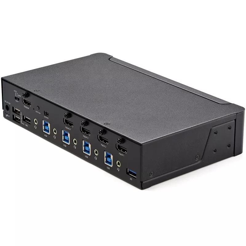 StarTech.com 4 prievadų HDMI KVM jungiklis – vienas monitorius 4K 60Hz Ultra HD HDR – darbalaukio HDMI 2.0 KVM jungiklis su 2 prievadų USB 3.0 šakotuvu (5Gbps) ir 4x USB 2.0 HID, garsu, karštųjų klavišų perjungimu – TAA