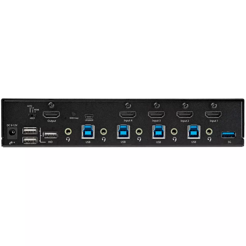 StarTech.com 4 prievadų HDMI KVM jungiklis – vienas monitorius 4K 60Hz Ultra HD HDR – darbalaukio HDMI 2.0 KVM jungiklis su 2 prievadų USB 3.0 šakotuvu (5Gbps) ir 4x USB 2.0 HID, garsu, karštųjų klavišų perjungimu – TAA