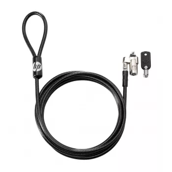 HP Keyed Cable Lock 10 mm, 1.83 m, apvalus raktas, cinkuotas plienas, juoda