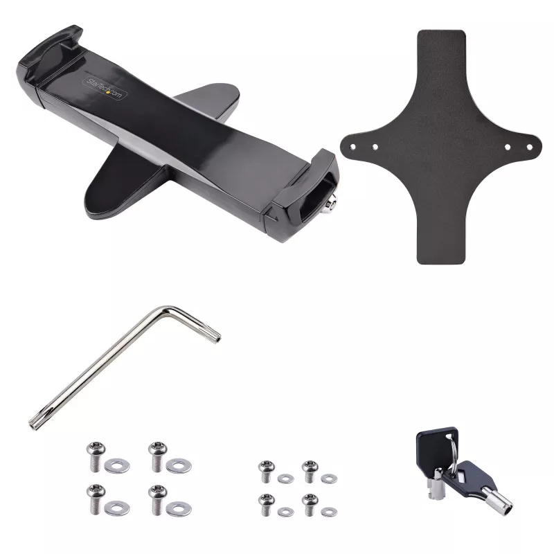 StarTech.com VESA laikiklio adapteris planšetėms 7,9–12,5 col. – iki 2 kg – 75×75/100×100 VESA – universalus apsauginis planšetės VESA laikiklis – juoda