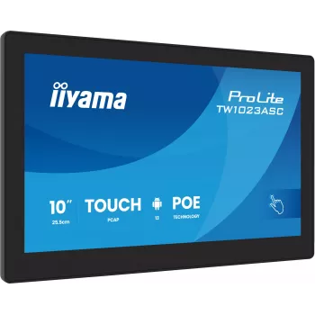 „iiyama TW1023ASC-B3P“ demonstracinis ekranas su kiosko dizainu, 25,6 cm (10,1 colio), Wi-Fi, 385 cd/m², WXGA, juodas, liečiamasis ekranas, įmontuotas procesorius, Android, 24/7