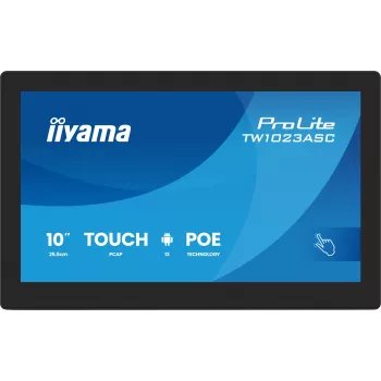 „iiyama TW1023ASC-B3P“ demonstracinis ekranas su kiosko dizainu, 25,6 cm (10,1 colio), Wi-Fi, 385 cd/m², WXGA, juodas, liečiamasis ekranas, įmontuotas procesorius, Android, 24/7