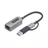 StarTech.com 2.5GbE USB-C į Ethernet adapteris su USB-A keitikliu, NBASE-T NIC, USB 3.0 Type-C 2.5/1G kelių greičių tinklas, suderinamas su Thunderbolt, Windows ir Mac