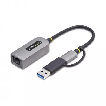 StarTech.com 2.5GbE USB-C į Ethernet adapteris su USB-A keitikliu, NBASE-T NIC, USB 3.0 Type-C 2.5/1G kelių greičių tinklas, suderinamas su Thunderbolt, Windows ir Mac
