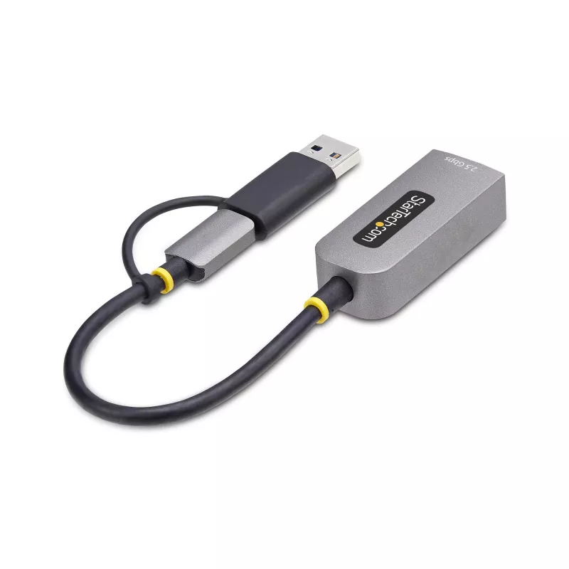 StarTech.com 2.5GbE USB-C į Ethernet adapteris su USB-A keitikliu, NBASE-T NIC, USB 3.0 Type-C 2.5/1G kelių greičių tinklas, suderinamas su Thunderbolt, Windows ir Mac