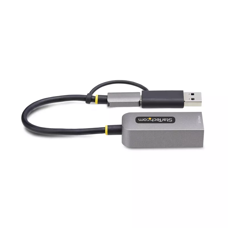 StarTech.com 2.5GbE USB-C į Ethernet adapteris su USB-A keitikliu, NBASE-T NIC, USB 3.0 Type-C 2.5/1G kelių greičių tinklas, suderinamas su Thunderbolt, Windows ir Mac