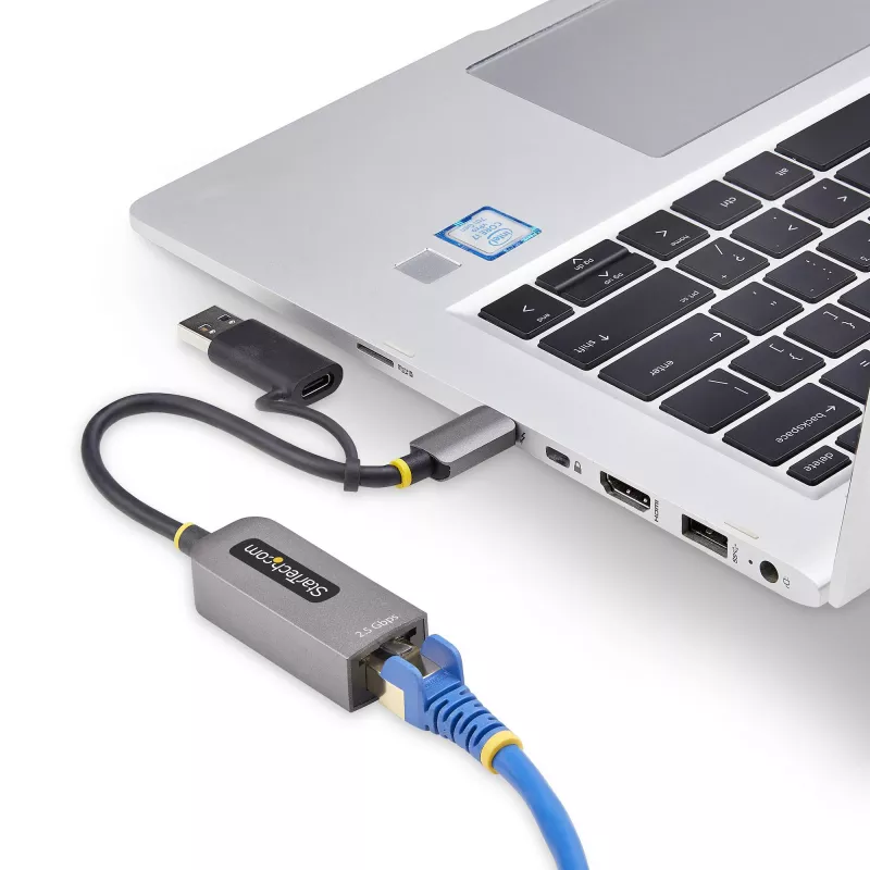 StarTech.com 2.5GbE USB-C į Ethernet adapteris su USB-A keitikliu, NBASE-T NIC, USB 3.0 Type-C 2.5/1G kelių greičių tinklas, suderinamas su Thunderbolt, Windows ir Mac