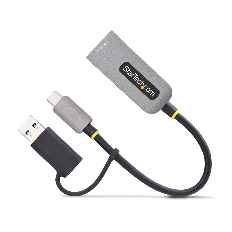 StarTech.com 2.5GbE USB-C į Ethernet adapteris su USB-A keitikliu, NBASE-T NIC, USB 3.0 Type-C 2.5/1G kelių greičių tinklas, suderinamas su Thunderbolt, Windows ir Mac