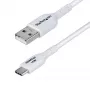 StarTech.com 6.6ft (2m) USB-A į USB-C įkrovimo kabelis, įkrovimas ir sinchronizavimas, 3A, USB 2.0, TPE apvalkalas - baltas USB įkrovimo laidas