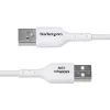 StarTech.com 6.6ft (2m) USB-A į USB-C įkrovimo kabelis, įkrovimas ir sinchronizavimas, 3A, USB 2.0, TPE apvalkalas - baltas USB įkrovimo laidas