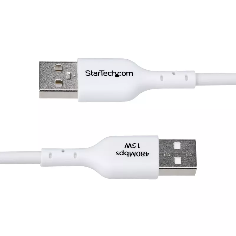 StarTech.com 6.6ft (2m) USB-A į USB-C įkrovimo kabelis, įkrovimas ir sinchronizavimas, 3A, USB 2.0, TPE apvalkalas - baltas USB įkrovimo laidas
