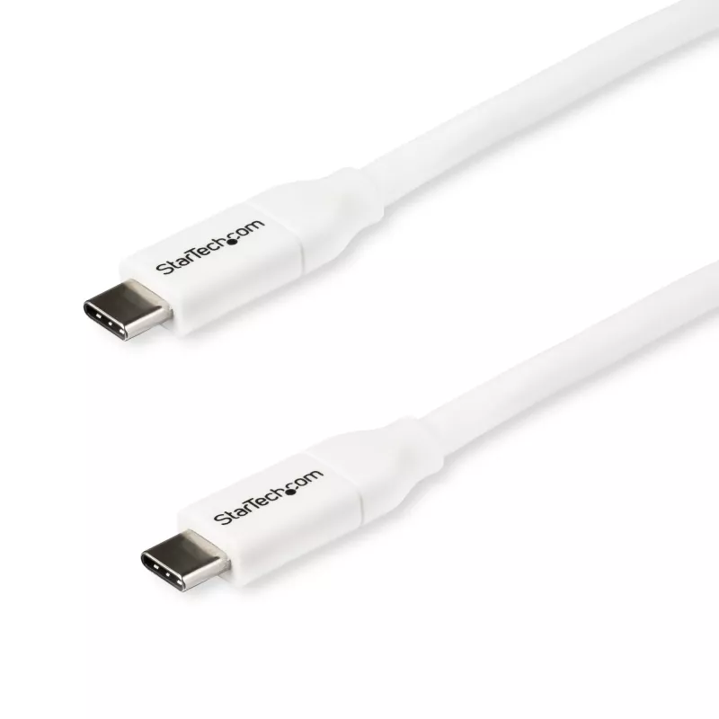 StarTech.com USB-C į USB-C laidas su 5A PD - M/M - Baltas - 2 m - USB 2.0 - USB-IF sertifikuotas