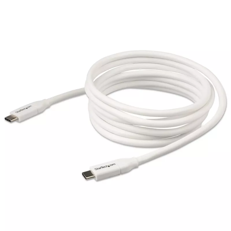 StarTech.com USB-C į USB-C laidas su 5A PD - M/M - Baltas - 2 m - USB 2.0 - USB-IF sertifikuotas