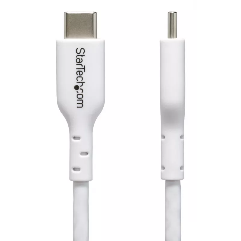 StarTech.com 2 m (6,6 pėdų) baltas USB-C įkrovimo laidas, USB C laidas, USB 2.0 Type-C nešiojamojo kompiuterio įkrovimo laidas, 60W 3A Power Delivery, TPE apvalkalas, USB-C duomenų perdavimo laidas, M/M