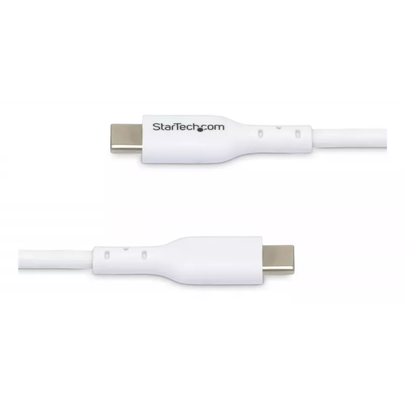 StarTech.com 2 m (6,6 pėdų) baltas USB-C įkrovimo laidas, USB C laidas, USB 2.0 Type-C nešiojamojo kompiuterio įkrovimo laidas, 60W 3A Power Delivery, TPE apvalkalas, USB-C duomenų perdavimo laidas, M/M