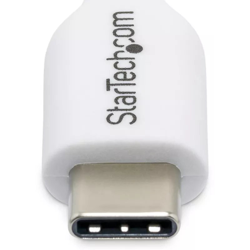 StarTech.com 2 m (6,6 pėdų) baltas USB-C įkrovimo laidas, USB C laidas, USB 2.0 Type-C nešiojamojo kompiuterio įkrovimo laidas, 60W 3A Power Delivery, TPE apvalkalas, USB-C duomenų perdavimo laidas, M/M