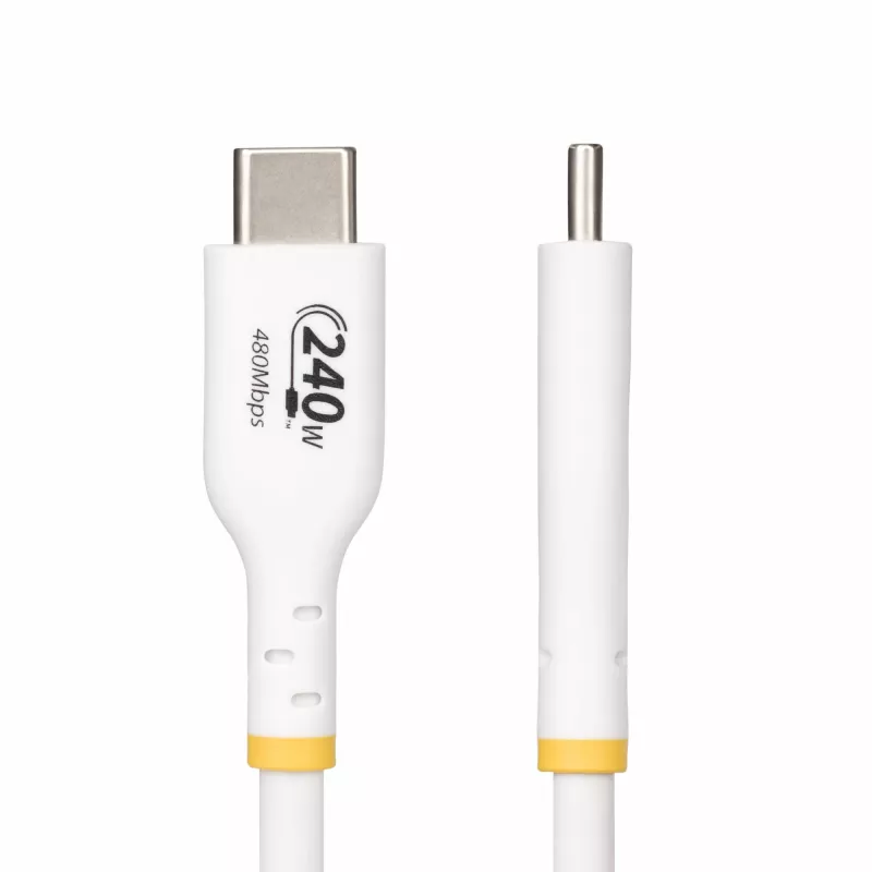StarTech.com 1m baltas USB-C įkrovimo laidas, USB-IF sertifikuotas USB-C kabelis, 240W PD EPR, USB 2.0, nešiojamojo kompiuterio įkrovimo laidas, duomenų perdavimo laidas, TPE apvalkalas
