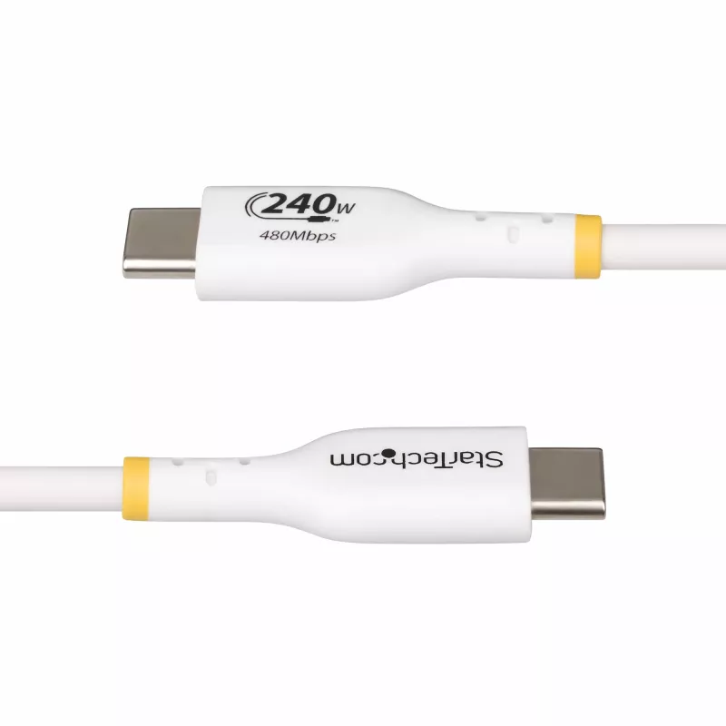 StarTech.com 1m baltas USB-C įkrovimo laidas, USB-IF sertifikuotas USB-C kabelis, 240W PD EPR, USB 2.0, nešiojamojo kompiuterio įkrovimo laidas, duomenų perdavimo laidas, TPE apvalkalas