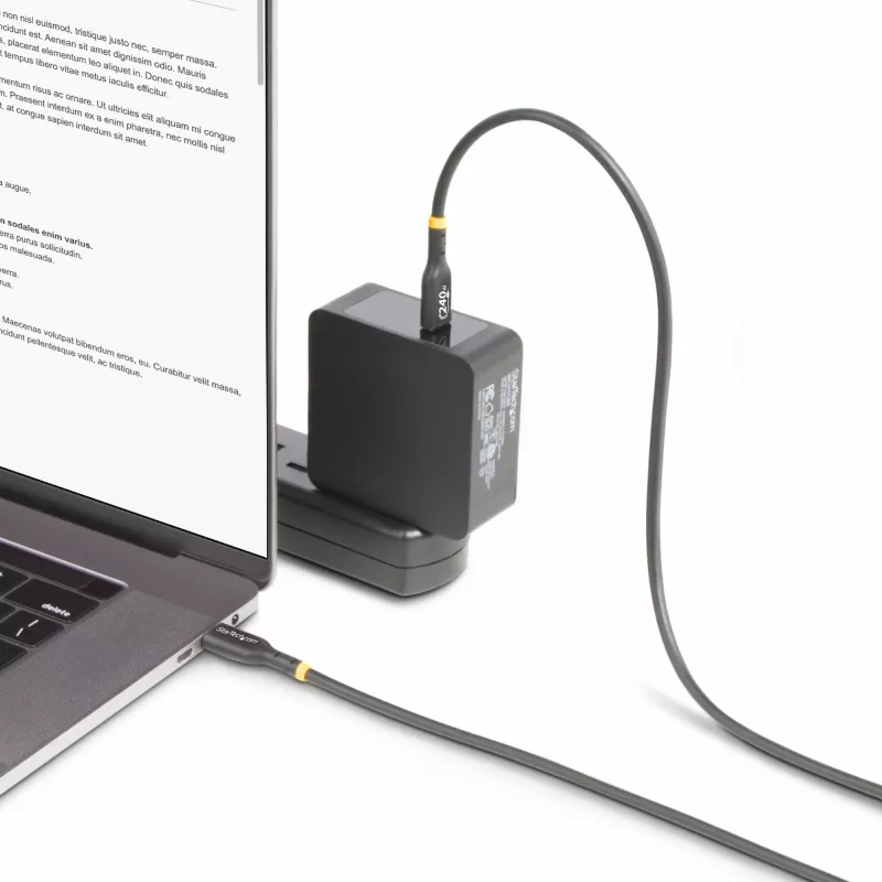 StarTech.com 2 m USB-C įkrovimo laidas, USB-IF sertifikuotas USB C laidas, 240 W PD EPR, USB 2.0 Type-C nešiojamojo kompiuterio įkrovimo laidas, USB-C duomenų perdavimo laidas, TPE apvalkalas, M/M