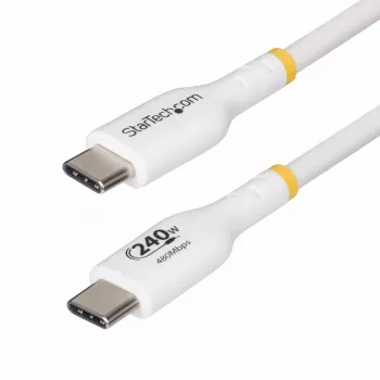 StarTech.com 2m baltas USB-C įkrovimo kabelis, USB-IF sertifikuotas USB C kabelis, 240W PD EPR, USB 2.0 Type-C nešiojamojo kompiuterio įkrovimo laidas, USB-C duomenų perdavimo kabelis, TPE apvalkalas