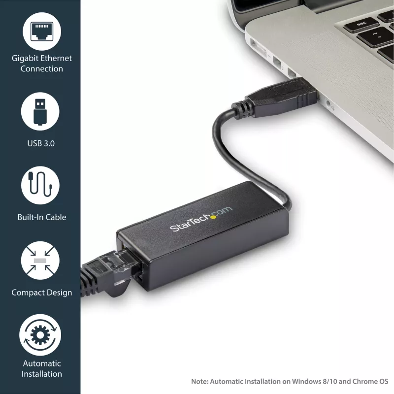 StarTech.com USB 3.0 į Gigabit Ethernet tinklo adapteris, 10/100/1000 Mbps, USB į RJ45, USB 3.0 į LAN adapteris, USB 3.0 Ethernet adapteris (GbE), TAA atitinkantis