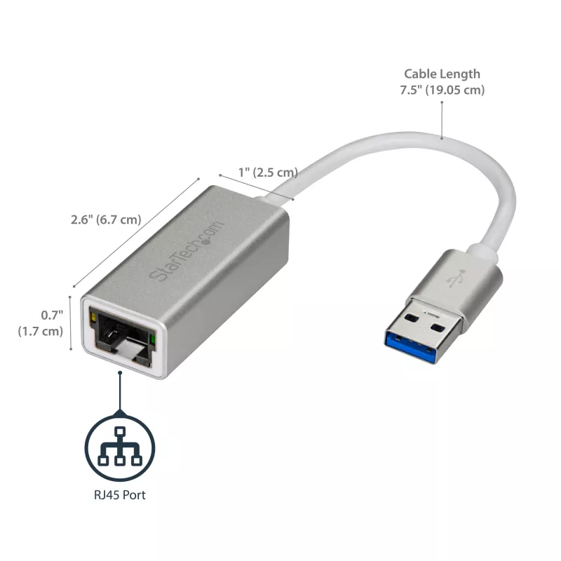 StarTech.com USB 3.0 į Gigabit tinklo adapteris - sidabrinis, laidinis, USB, Ethernet, 2000 Mbit/s, sidabrinis
