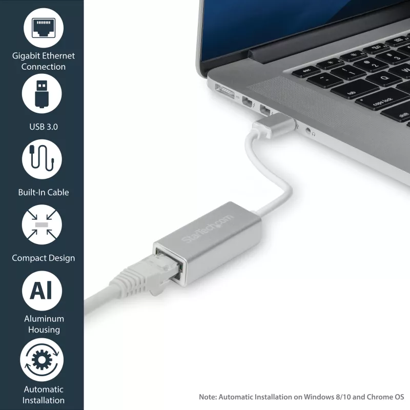 StarTech.com USB 3.0 į Gigabit tinklo adapteris - sidabrinis, laidinis, USB, Ethernet, 2000 Mbit/s, sidabrinis