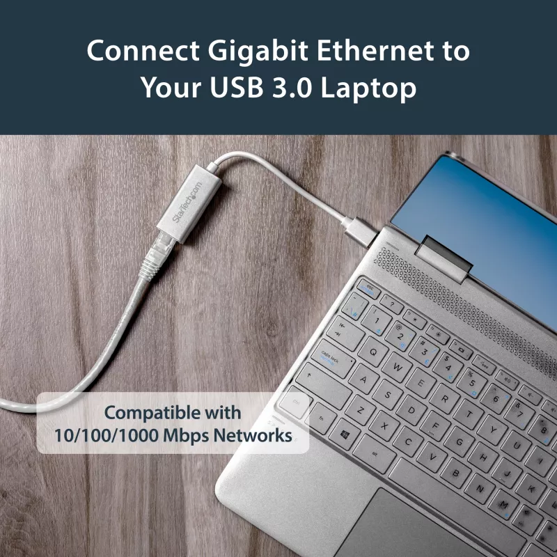 StarTech.com USB 3.0 į Gigabit tinklo adapteris - sidabrinis, laidinis, USB, Ethernet, 2000 Mbit/s, sidabrinis