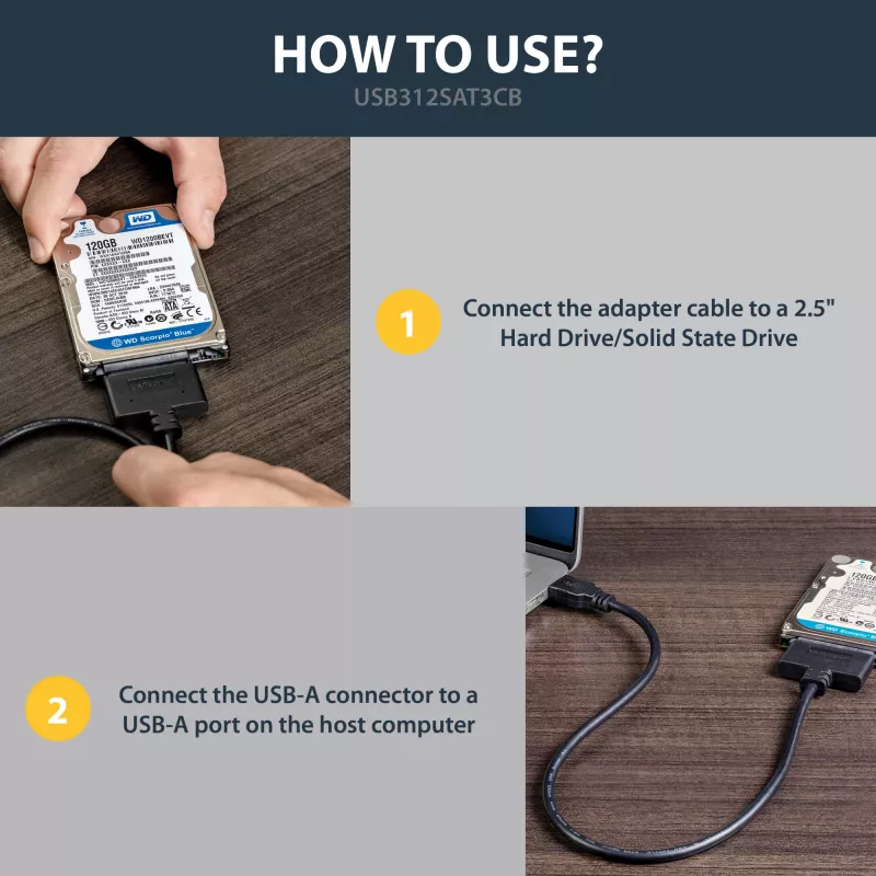 StarTech.com USB 3.1 į 2,5 colio SATA kietojo disko adapteris – USB 3.1 Gen 2 10Gbps su UASP išorinis HDD/SSD saugyklos keitiklis