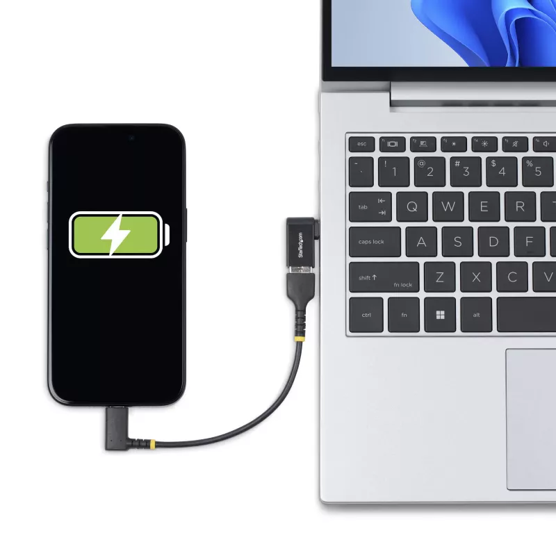 StarTech.com USB-C į USB-A adapteris stačiu kampu, USB 5Gbps, kompaktiškas USB-C kištukas į USB-A lizdą, metalinis korpusas, M/F
